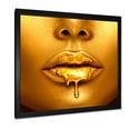 thumbnail image 2 of Designart 'Gold Paint Drips From Sexy Girl Lips' Modern Framed Art Print, 2 of 4