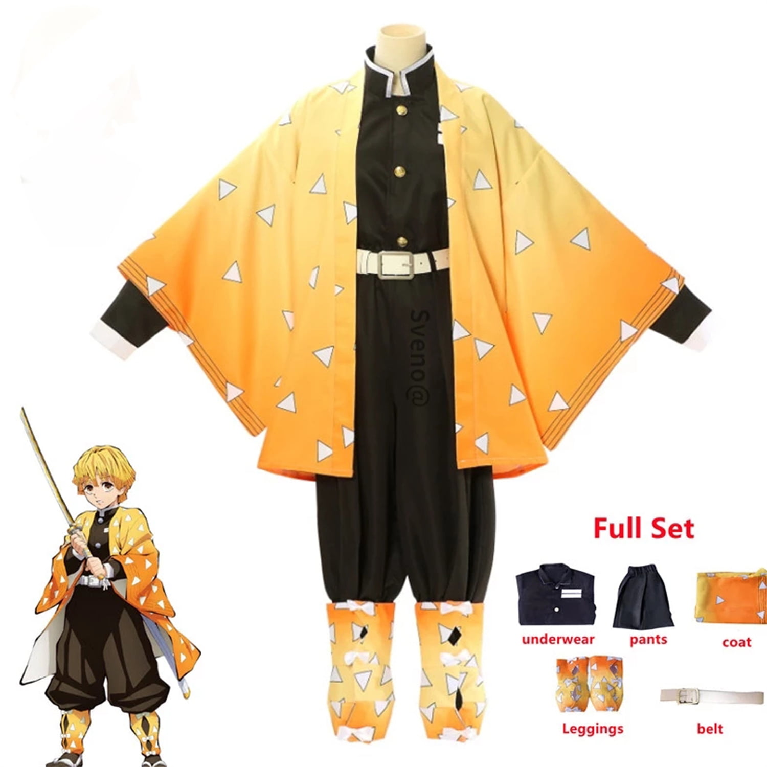 Demon Slayer Anime Cosplay Costume Kimetsu No Yaiba Agatsuma Zenitsu