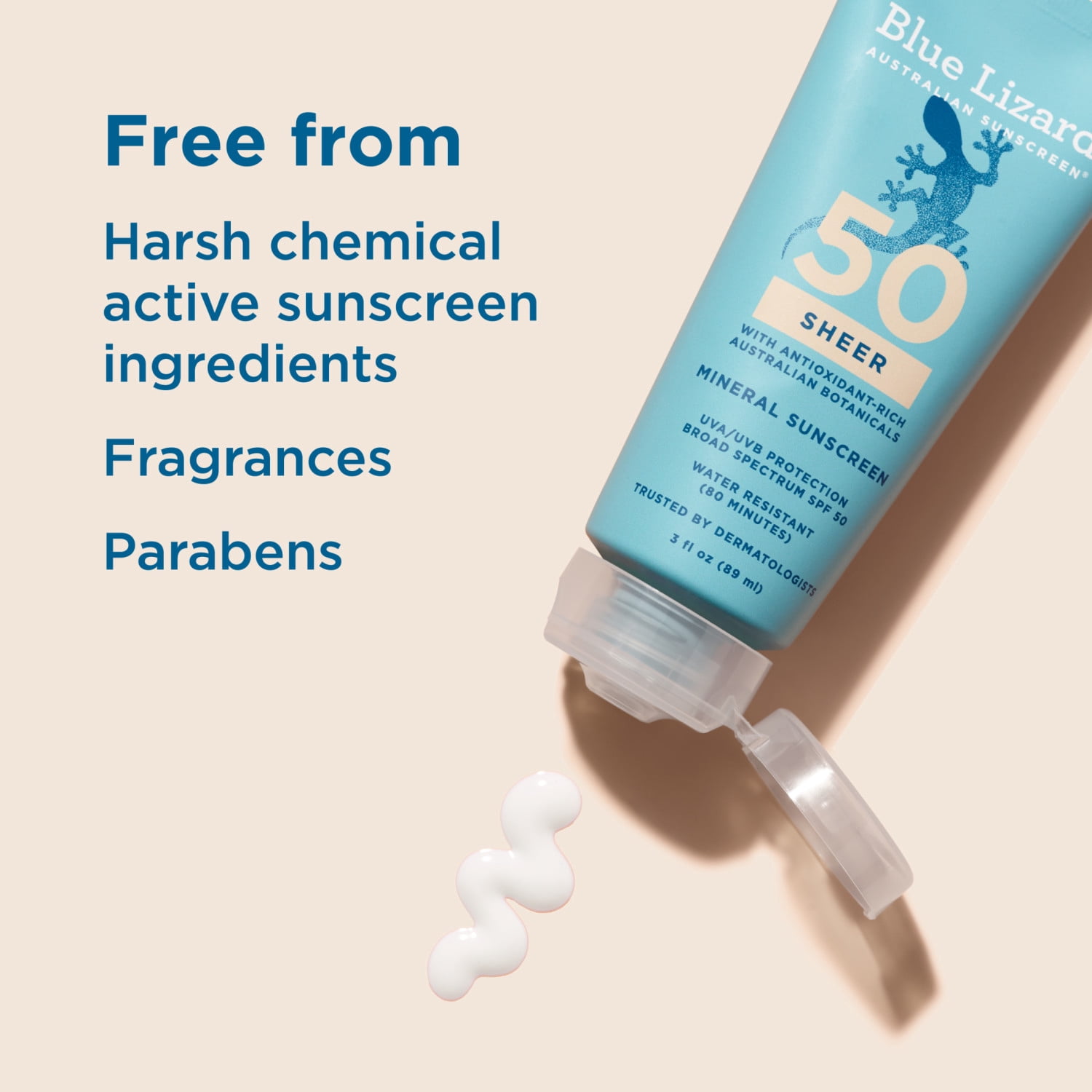 Blue Lizard Sheer Mineral SPF 50 Sunscreen Lotion, Zinc Oxide, 3 fl oz
