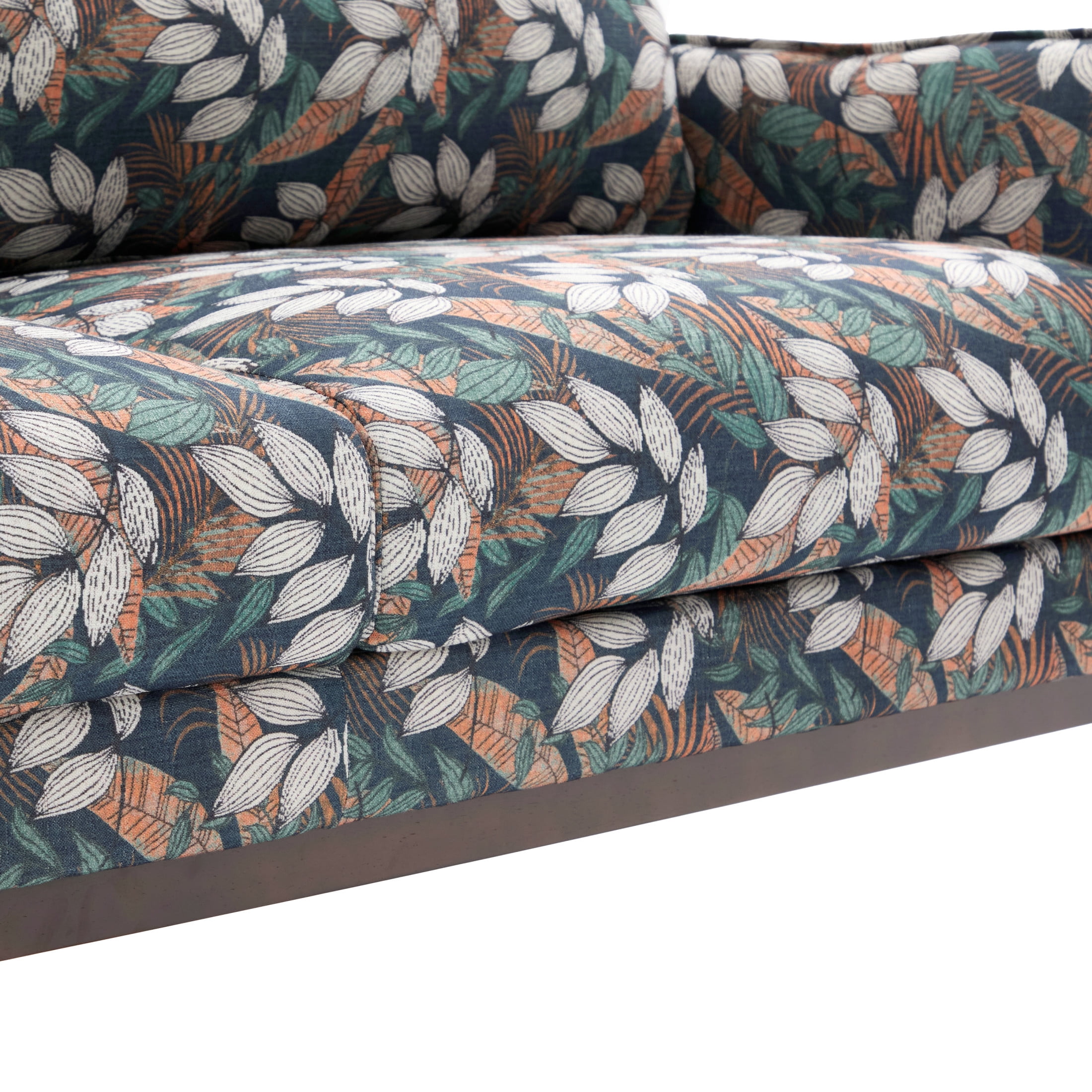 Christopher Knight Home Modern 75.75" Loveseat Sofa, Chenille Couch with Cushion and Wooden Legs, Green Floral