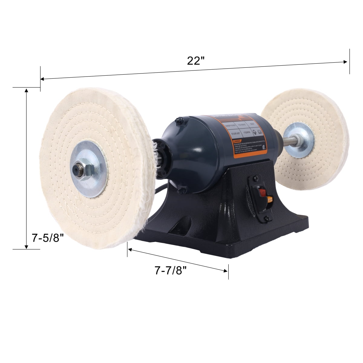LuckyNote Extra Long 8‑Inch Electric Polisher, 550W 4‑Pole Motor 1750RPM, Benchtop Buffer with 4 Wheels