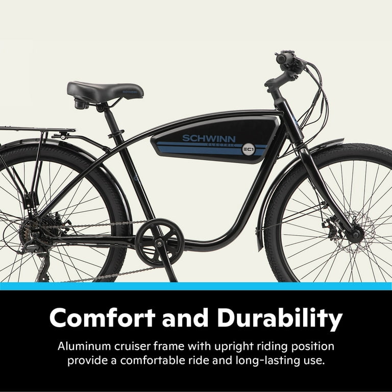 Schwinn 26 in. EC1 Unisex Cruiser Electric Bike for Adults Throttle Black Ebike Walmart