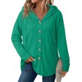 thumbnail image 7 of Kukoosong Women's Casual Jacket, Fashion Solid Color Long Sleeve Button Down Jacket, Hooded Button-Up V-Neck Sweater Coat, 7 of 7
