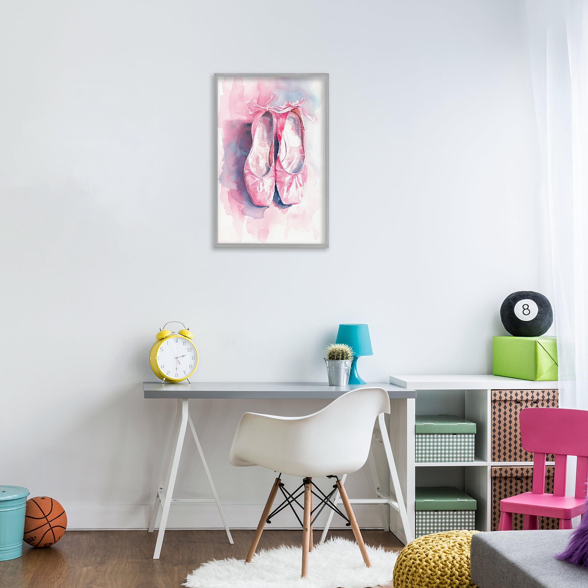 Stupell Industries Blush Ballet Slippers Gray Framed Giclee Art, design by Ray Powers