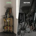 thumbnail image 3 of Sttoraboks Garden Tool Organizer for Corner - Heavy Duty Metal Rack with 34 Storage Compartments & 14 Hooks for Shovels, Rakes, Long-Handled Tools, Ideal for Garden, Shed, Garage Storage, 3 of 9