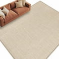 thumbnail image 2 of Cream 5x7 Area Rugs, Farmhouse Burlap Solid Beige Color Modern Linen Texture Non-Skid Rubber Backing Large Rectangle Rugs - Living Room Bedroom Home Office, Indoor Floor Mat Carpets Washable Rug, 2 of 9