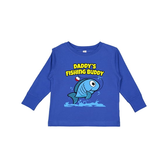 Inktastic Daddy's Fishing Buddy (blue) Boys or Girls Long Sleeve Toddler T-Shirt