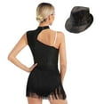 thumbnail image 2 of YONGHS Womens Sleeveless Latin Jazz Dance Leotard Tuxedo Bodysuit Dress With Hat Black XXL, 2 of 7