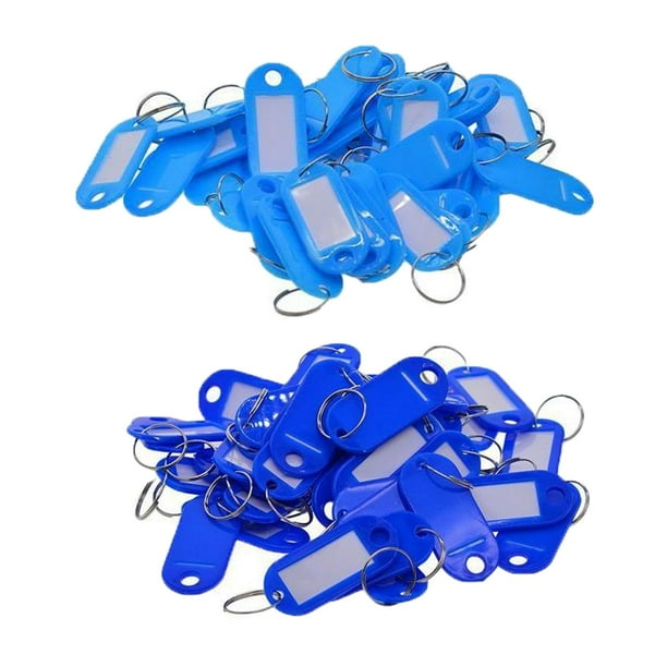 Etiquetas para llaves, anillos de metal, etiquetas para equipaje, etiquetas para autos, identificadores de llaves, suministros azul claro azul
