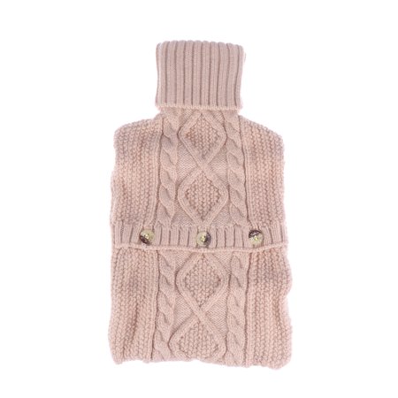 NUOLUX 1L Hot Water Bottle Knitted Cover Warm Foldable Water Bottle Case Solid Color Bottle Bag for Quick Pain Relief (Beige)