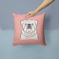 thumbnail image 2 of Caroline's Treasures BB1220PW1414 Checkerboard Pink White English Bulldog  Canvas Fabric Decorative Pillow , 14Hx14W,, 2 of 4
