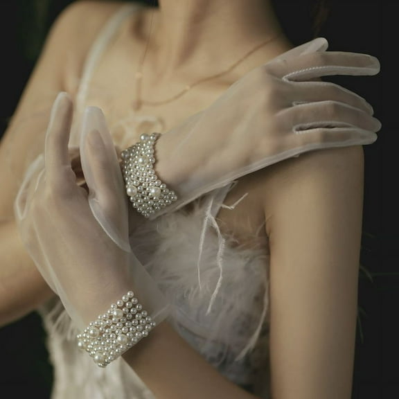 Dalrosia Lace Gloves Women Tea Party Gloves Elegant Short Gloves Vintage Lace Gloves for Women Halloween Wedding Party