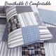thumbnail image 2 of Daniel Stripe Plaid Azul Real Patchwork Algodón Reversible Juego de Cama Edredón, 2 of 6