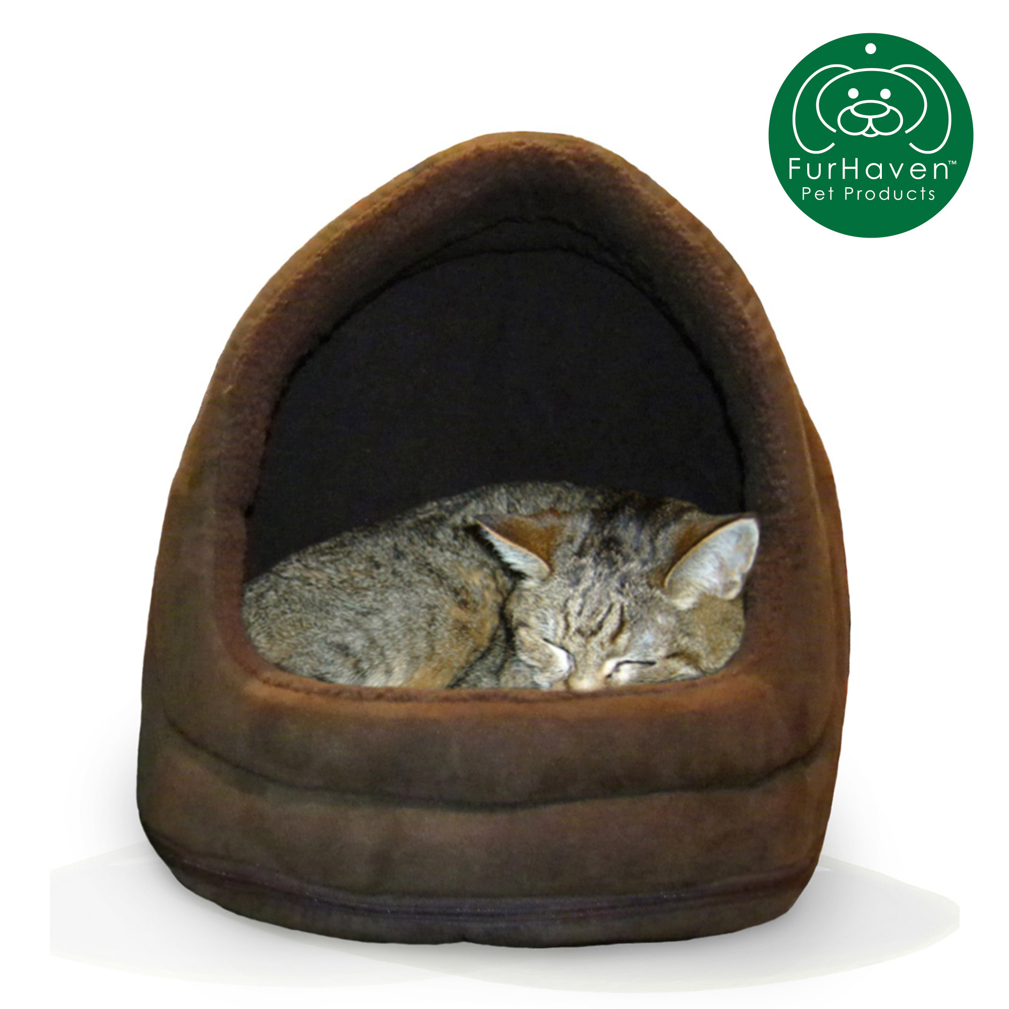 FurHaven Pet Hood Bed Terry & Suede Hood Pet Bed for Small Dogs