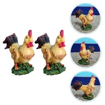 ROMANSENTIAL 2Pcs Tabletop Decoration Resin Rooster Figurines for Home and Office Use