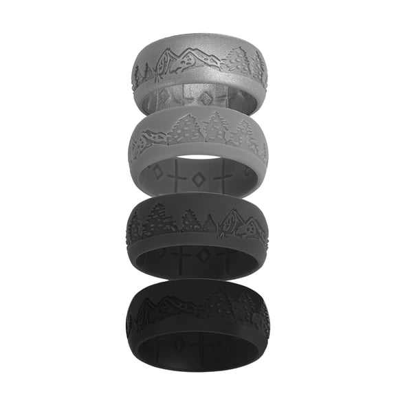 Avaner Silicone Wedding Ring for Men: 4 Pack 8.5mm Width Breathable Air Grooves Silicone Rubber Wedding Engagement Bands Valentine's Day Christmas Gift, Size 8 - Exercise