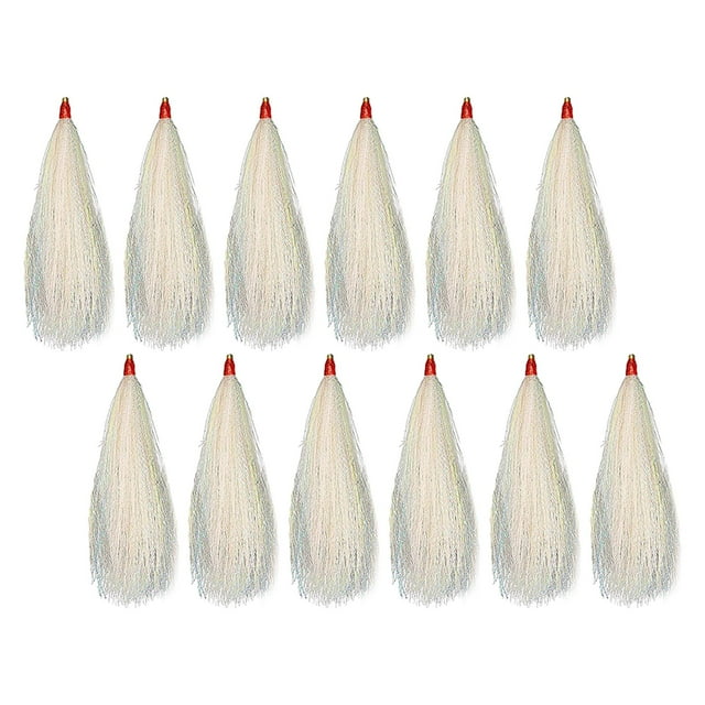 koolsoo 12 Pieces Fishing Bucktail Teasers for Seabass Slide Tube Rig Saltwater Plug White