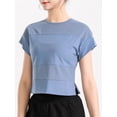 thumbnail image 2 of Women Mesh Splicing Sports T-shirt Cropped Short Sleeve Breathable Running, 2 of 8