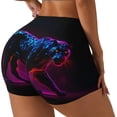 thumbnail image 2 of Fotbe Futuristic Purple Panther A、 Seamless Shorts, Womens Workout Shorts High Waist Stretch Booty Short for Gym/Yoga/Running/Biking-Large, 2 of 9