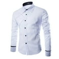 thumbnail image 1 of Camisas Oversize Hombre Camisa de manga larga para hombre Diseño Sense Grid Line Diseño Casual Color sólido (White, XL), 1 of 6