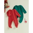 thumbnail image 2 of Elippeo Toddler Baby Christmas Romper Casual Letter Prints Long Sleeve Jumpsuit for Newborn Girl Boy Cute Clothes 3 6 12 Months, 2 of 8