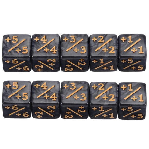 Contador de dados 5 Positivo +1 -1 5 Juego de mesa de reunión negativo Negro 10 piezas