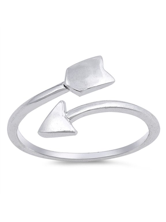 Rhodium Plated Sterling Silver Wraparound Arrow Ring