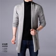 thumbnail image 5 of Suéter de lana de estilo largo para hombre, suéter de punto extra largo, chaquetas, suéter de color sólido, cárdigan de punto para hombre, 5 of 5