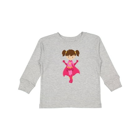 

Inktastic Superhero Girl Brown Hair Pink Cape Cute Girl Gift Toddler Toddler Girl Long Sleeve T-Shirt