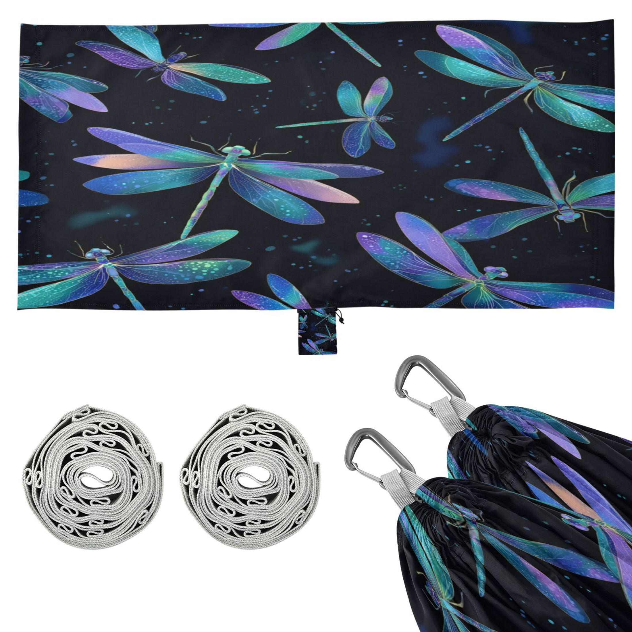 Hanging Hammock Portable Travel Camping For Outdooor Beach Camping Hiking Dragonflies Pattern