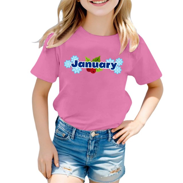 Icvfdpl Hauts Athlétiques pour Filles, T-Shirt à Manches Courtes Col Rond pour Enfants avec Imprimés Mensuels Doux 1-2 Ans