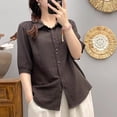 thumbnail image 2 of XuJwPNcy Button Down Shirts for Women Half Sleeve Collared Tops Trendy Casual Summer Tee Clothes Breathable Comfy Outfits, 2 of 5