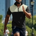 thumbnail image 1 of Ceisia Men's Slim Fit Short Sleeve Half-Zip Color-Blocked Top Waffle-Knit Texture Spring Summer Shirt Gift, 1 of 6