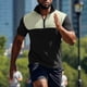 thumbnail image 1 of Ceisia Men's Slim Fit Short Sleeve Half-Zip Color-Blocked Top Waffle-Knit Texture Spring Summer Shirt Gift, 1 of 6
