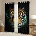 thumbnail image 2 of Erosebridal Afro Safari Tiger Curtains Pack of 2 (38x54), Jungle Wildlife 30%-50% Black Out Curtains, Black Brown Green, 2 of 6