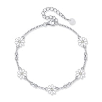 JUSORA Daisy Bracelet 925 Sterling Silver White Yellow Daisy Flower Bracelet Jewelry for Women