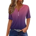 thumbnail image 2 of YHAJDS Short Sleeve Shirts for Women V Neck Raglan Sleeve Print Casual Summer Top, 2 of 5