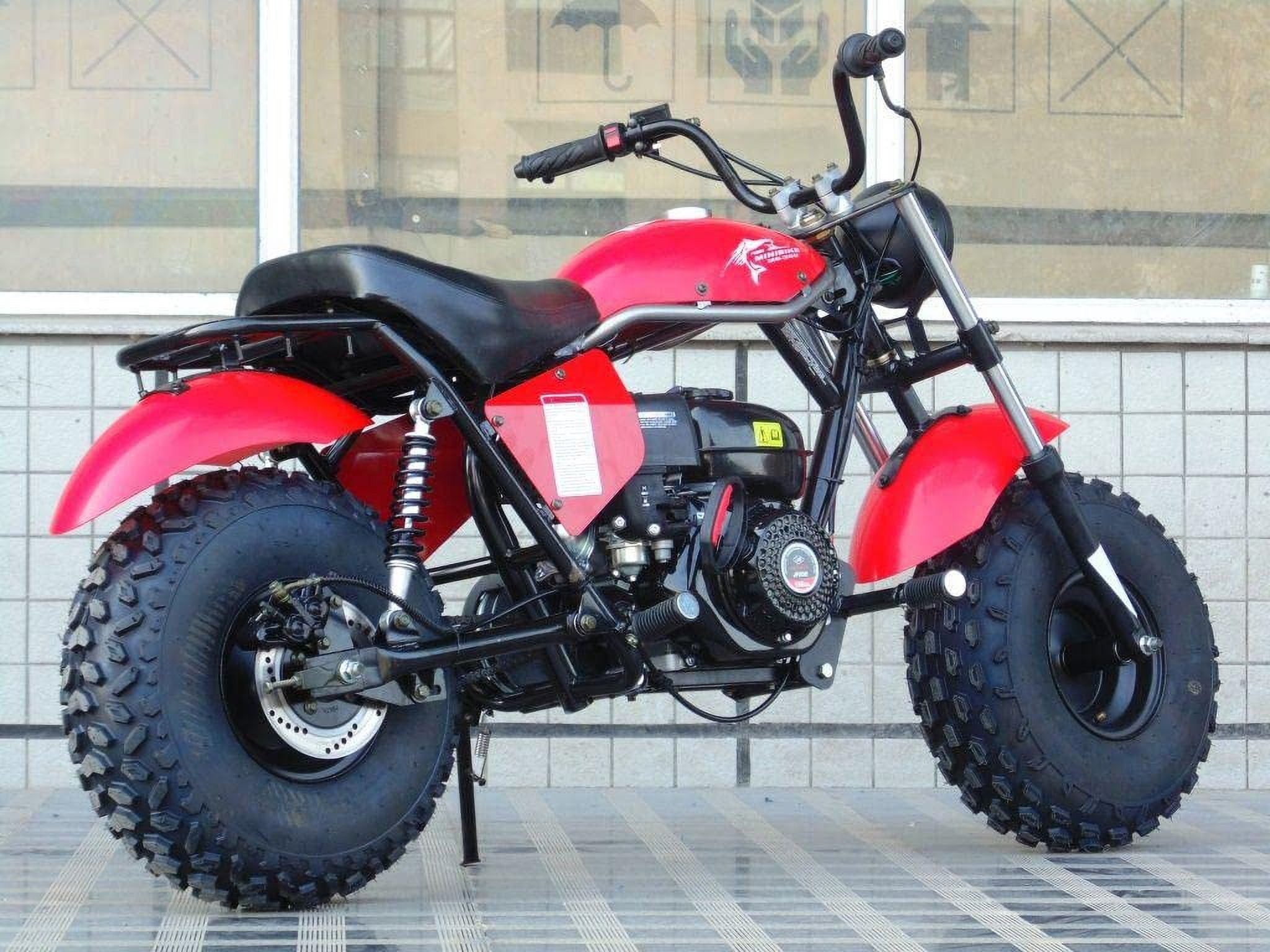 Trailmaster Mini Bike MB200 Front and Rear Shocks, Torque Converter, Final Chain Drive (Red)