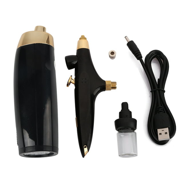 Kit de maquillaje con aerógrafo portátil, pistola pulverizadora, kit de aerógrafo de belleza para salón de belleza en casa, negro