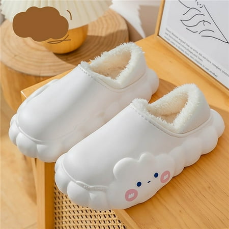 

CoCopeanut Men Winter Slippers Waterproof Home Shoes Fashion Brand Cotton Shoes Couple Indoor Slides Thick Platform Flip Flops Plus Velvet