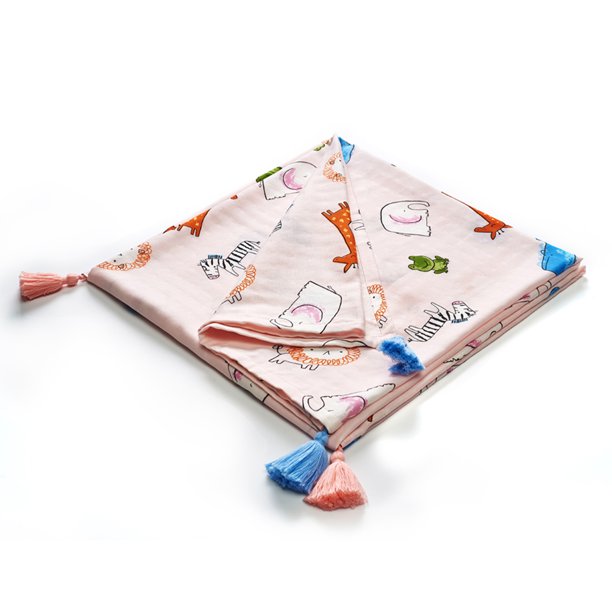 Cómoda manta de muselina para bebé, transpirable, manta envolvente para bebé recién nacido eccomum Fiesta de animales 61.4 x 43.3 pulgadas