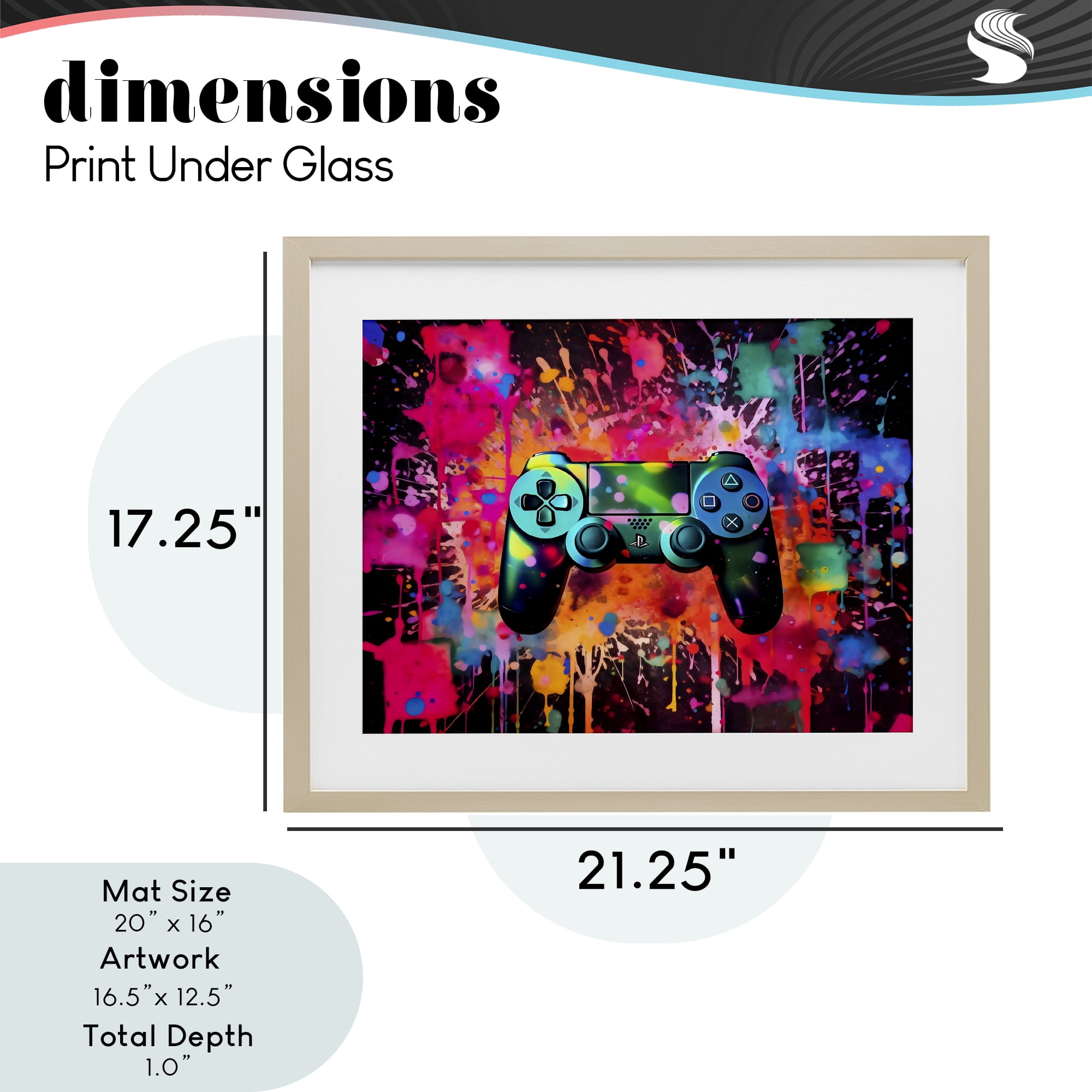 Stupell Industries Vibrant Gamepad Burst Birch Framed Print Under Glass, design by Creative Studio
