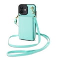 thumbnail image 4 of Crossbody Wallet Case Compatible for iPhone 12 Pro / iPhone 12 6.1", Folio Card Holder PU Leather Magnetic Clasp Shoulder Strap Purse Case for iPhone 12 Pro / iPhone 12 6.1" Protective Cover, Mint, 4 of 7