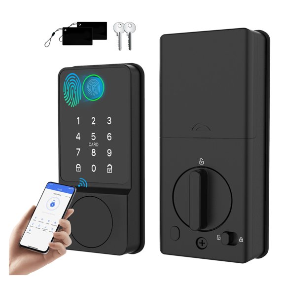 Keyless Entry Deadbolt Door Lock Smart Locks for Front Fingerprint & Keypad Code & Card & Keys