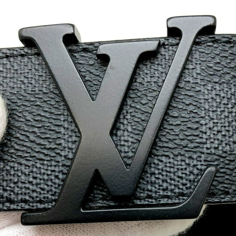 Authenticated Used LOUIS VUITTON Louis Vuitton Sunture LV Initial M9808  Damier Graphite Belt Men's Black Made in Spain 