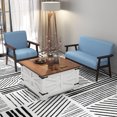 thumbnail image 2 of HOMCOM Loveseat Sofa Modern 2 Seater Couch with Rubber Wood Legs, Cream White, 2 of 10