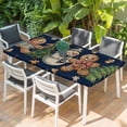thumbnail image 2 of Navy Blue Christmas Table Cloths for 4 Foot Rectangle Tables, Xmas Tree Gingerbread Snowman Winter Patio Waterproof Elastic Fitted Tablecloths, Washable Rectangular Table Cover for Camping, 2 of 8