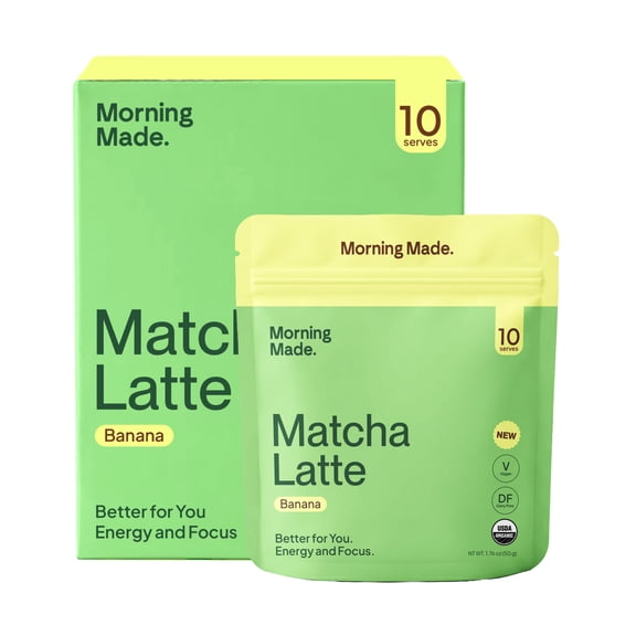 Morning Made Ceremonial Grade Organic Matcha Latte Powder, Banana, 10 Servings
