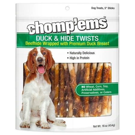 UPC: 0076158070233 | Chomp ems Duck Hide Twists 16 oz – All Natural Rawhide Wrapped with Premium Duck Breast – Healthy Protein Rich Treats for Dogs – Dog Chews