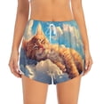 thumbnail image 2 of Pofeuu Cloud Sleeping Cat Print Women's Athletic Shorts Running Workout Shorts Tummy Control Quick Dry Gym Shorts with Pockets Double layer sports shorts-Large, 2 of 7